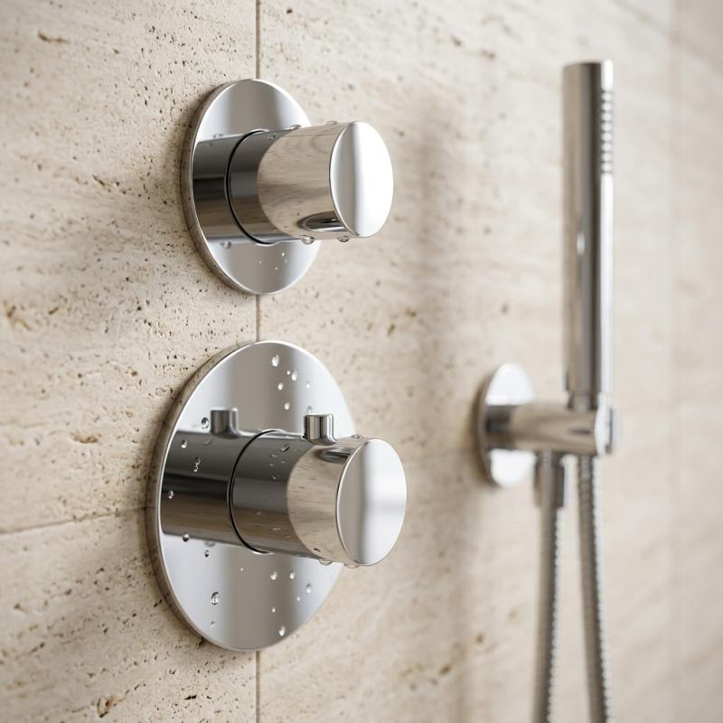 SB AESTHETICS Round Inbouw thermostaatkraan met 1 uitgang / stopkraan chroom 1208954897